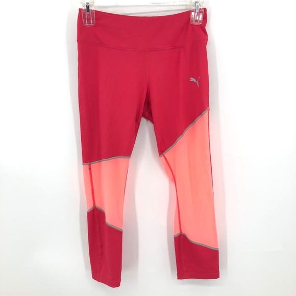 Puma Pants - PUMA Cropped Pink Orange Leggings Active Size XL